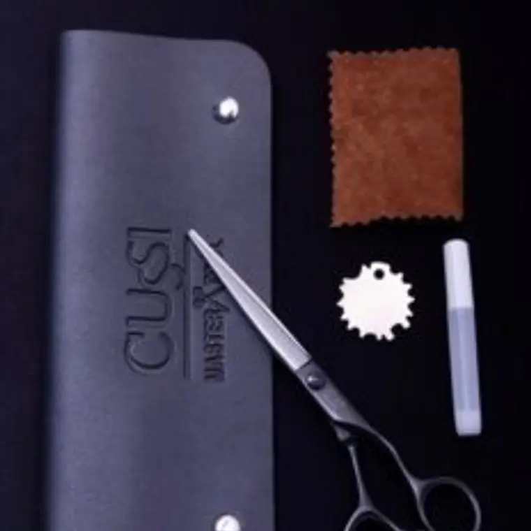 Cussi Tijera Microdentada Profesional 6.0 Estilista, Barber Negro Con plata ML03H-60L 1