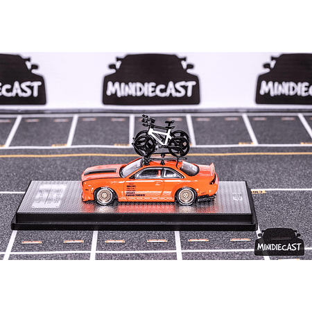 Inno64 1:64 NISSAN SILVIA S14 Rocket Bunny Boss Aero With Roof Rack and Bicycles