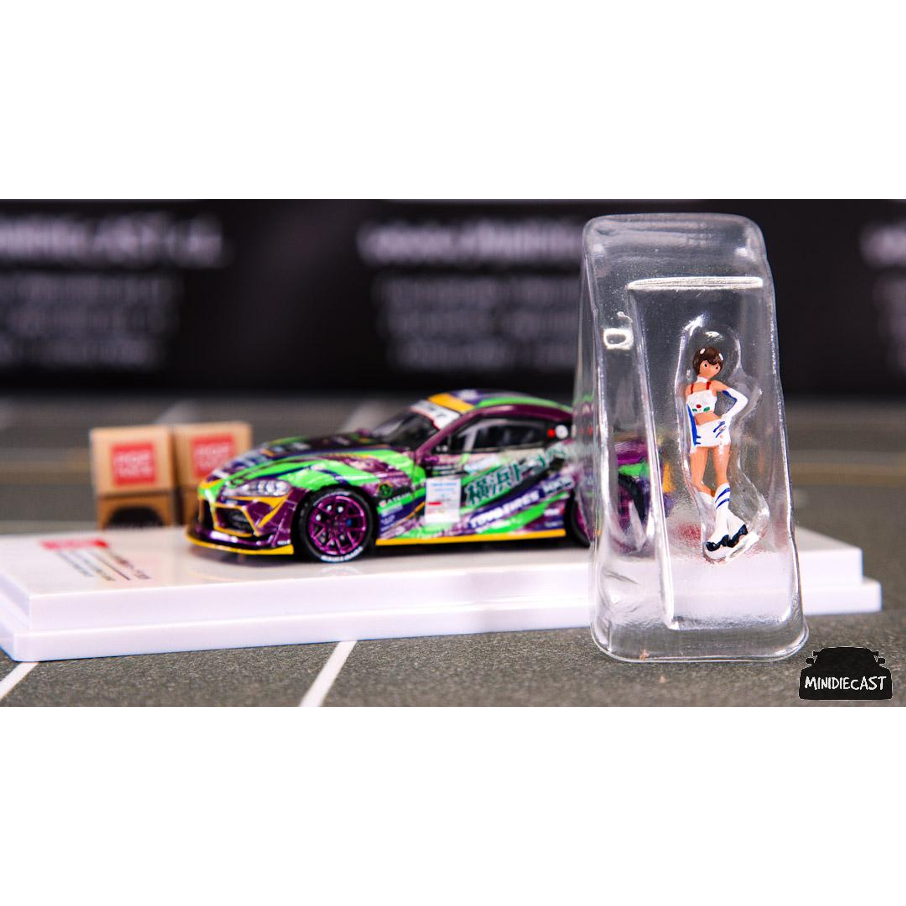 Pop Race 1/64 Toyota EVA RT Test Type 01 GR Supra D1 Grand Prix Series 2020 with Race Queen Figure