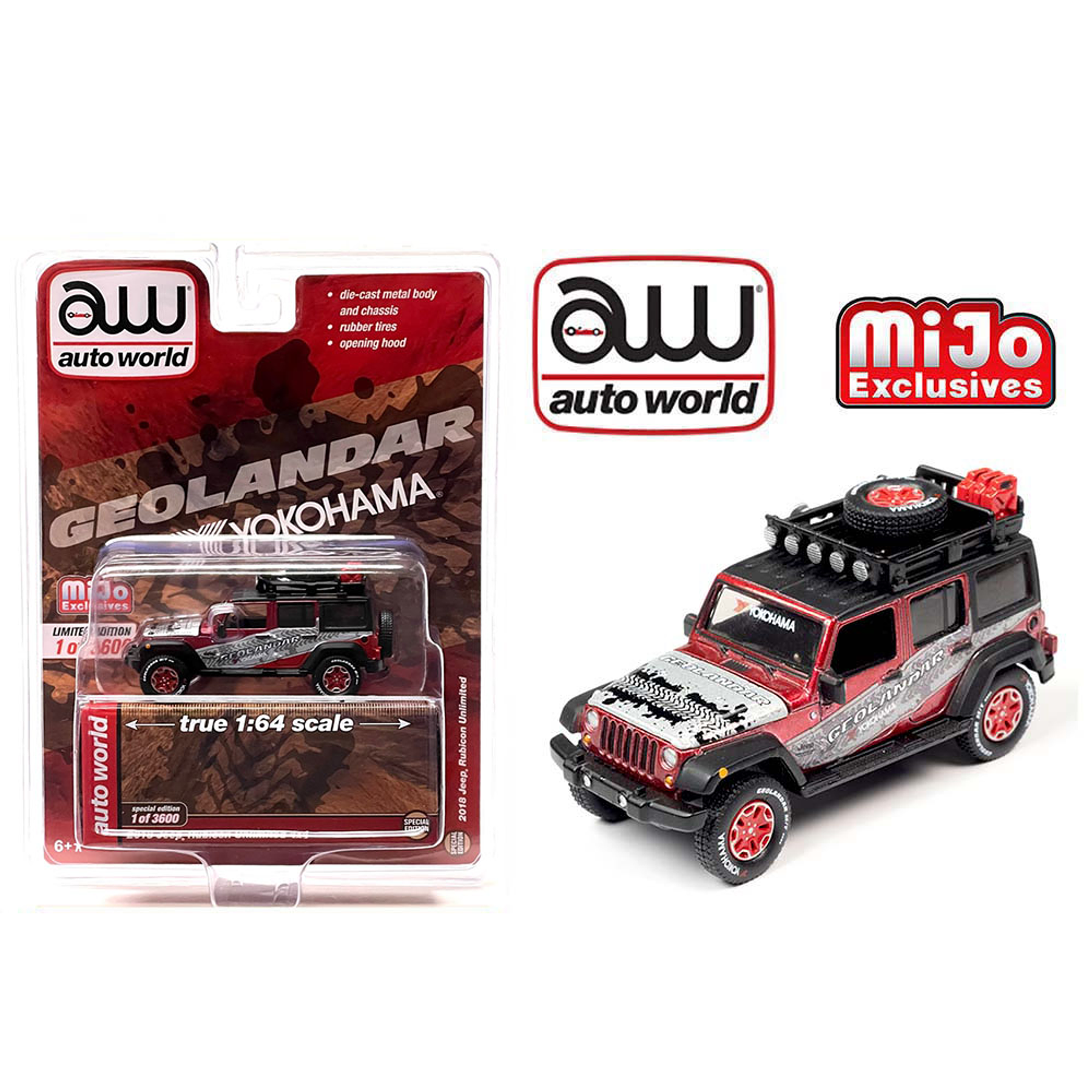 Auto World 1:64 Mijo Exclusives 2018 Jeep Rubicon Unlimited 4x4 Yokohama Geolandar Livery Limited 3,600 Pcs