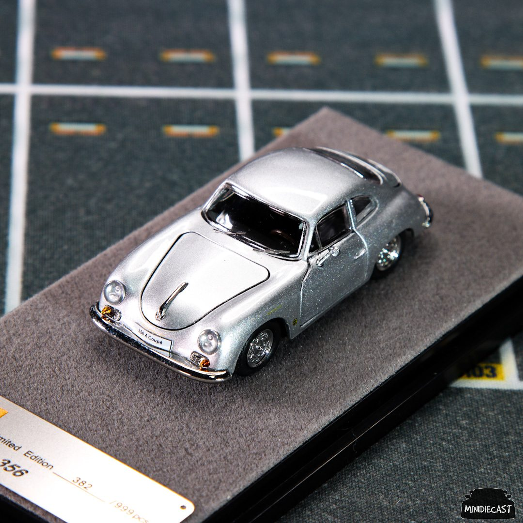 PGM 1:64 Porsche 356, Silver (Rectangle Base). 999 pcs. Limited Edition