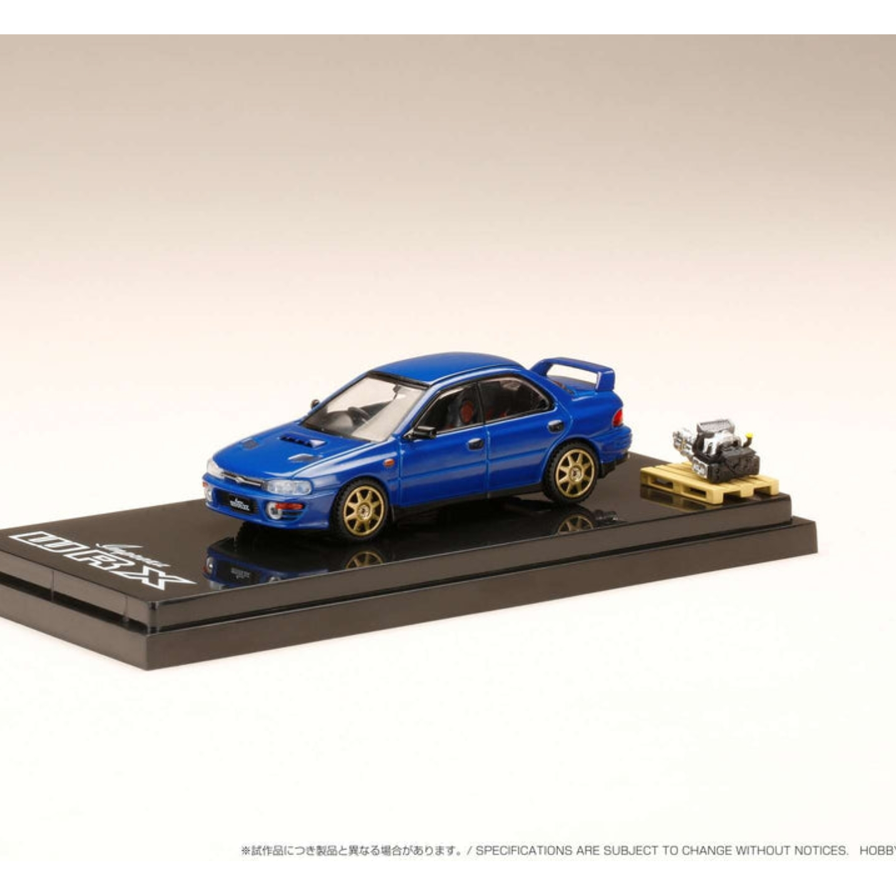 Hobby Japan 1/64 Subaru Impreza WRX (GC8) 1992 Customized Version with Engine Display Model Blue