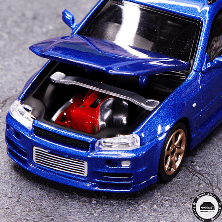 Pop Race 1:64 Nissan GTR R34 Stegea Bayside Blue