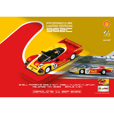 (PREVENTA) Sparky 1:64 Die-cast Porsche 962C 2nd Le Mans D.Bell K.Ludwig H-J.Stuck SHELL 1988 #17