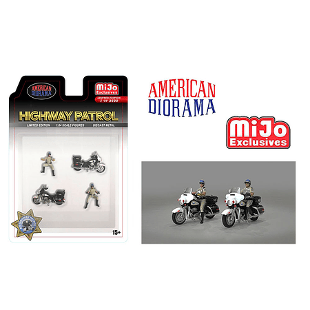 (PREVENTA) American Diorama 1:64 Mijo Exclusive Figures Highway Patrol Police Motorcycles 3,600 Set