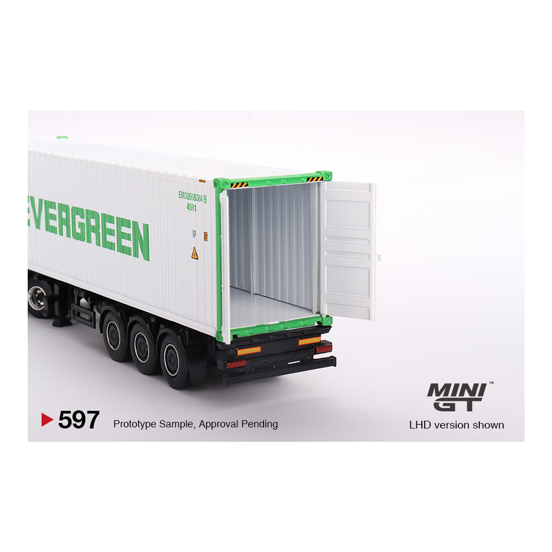 Mini GT 1:64 Western Star 49X with 40? Reefer Container EVERGREEN Limited Edition – White.