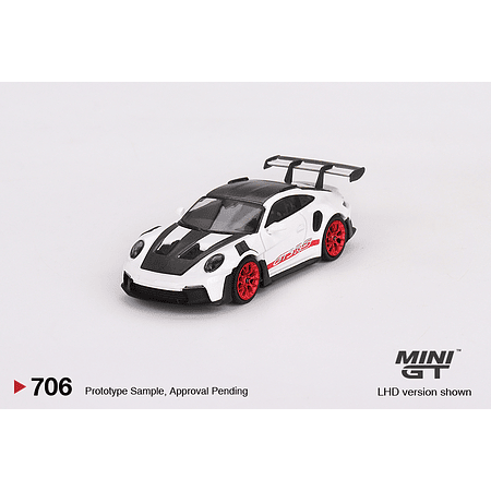 (PREVENTA) Mini GT 1:64 Porsche 911 (992) GT3 RS Weissach Package – White with Pyro Red- MiJo Exclusives