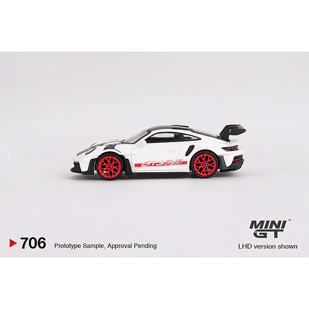 (PREVENTA) Mini GT 1:64 Porsche 911 (992) GT3 RS Weissach Package – White with Pyro Red- MiJo Exclusives