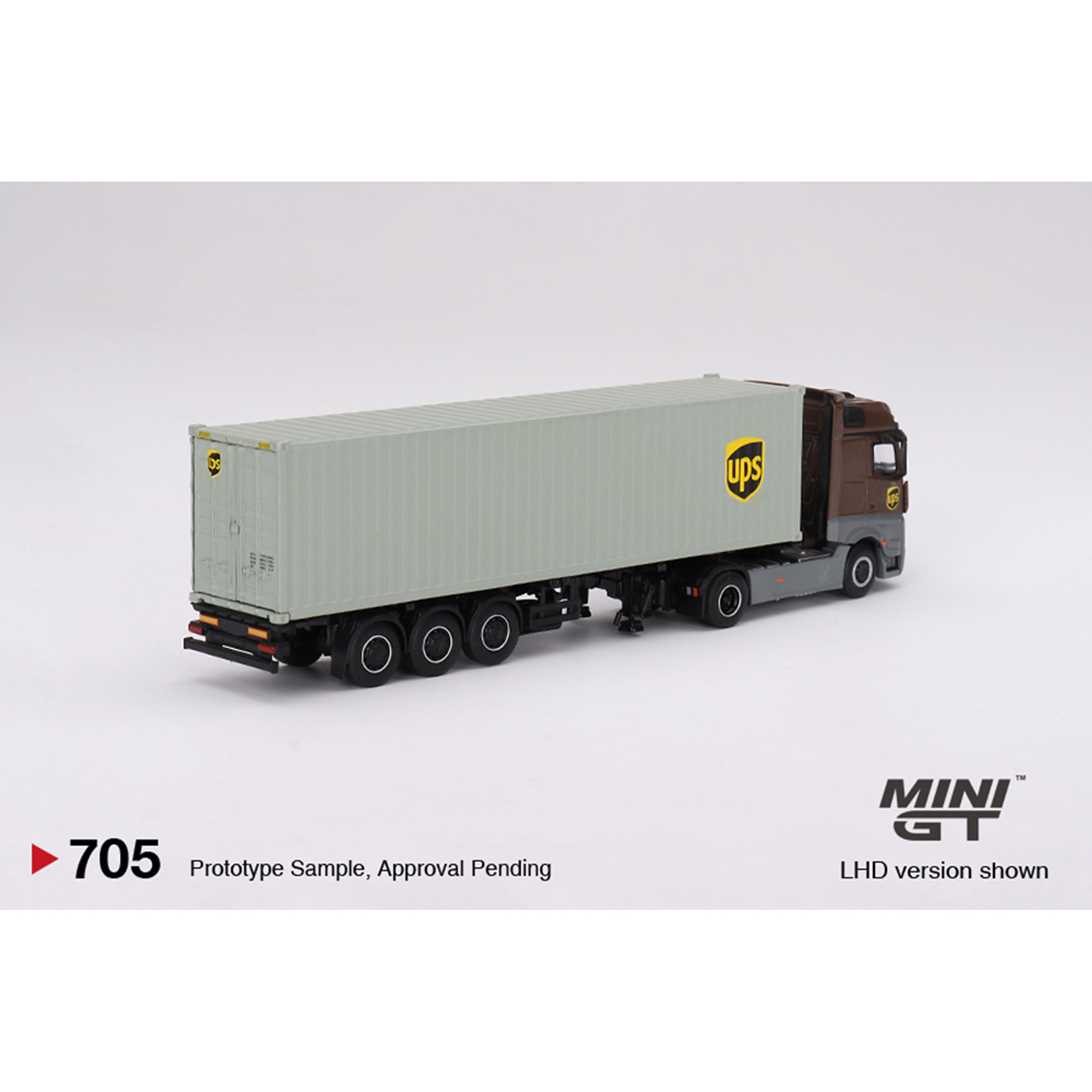 (PREVENTA) Mini GT 1:64 Mercedes-Benz Actros with 40 Ft Dry Container – UPS Europe