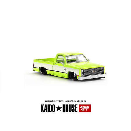 (PREVENTA) Kaido House x Mini GT 1:64 Chevrolet Silverado KAIDO Flo V1 – Yellow Chrome