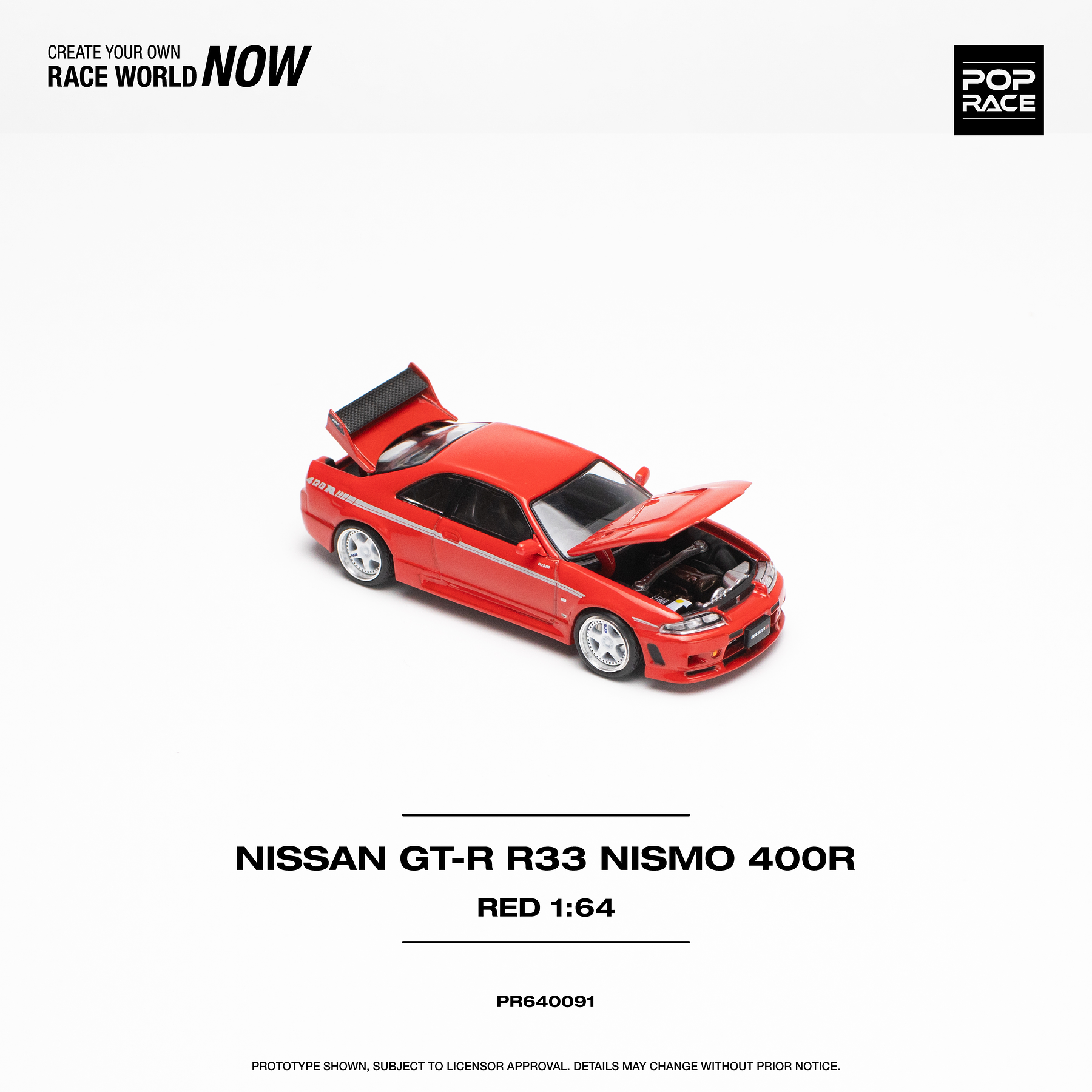 PREVENTA Pop Race 1:64 Nissan GT-R R33 NISMO 400R Red