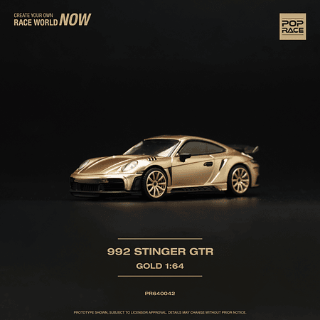 PREVENTA. Pop Race 1:64 Porsche 992 Stinger GTR Gold