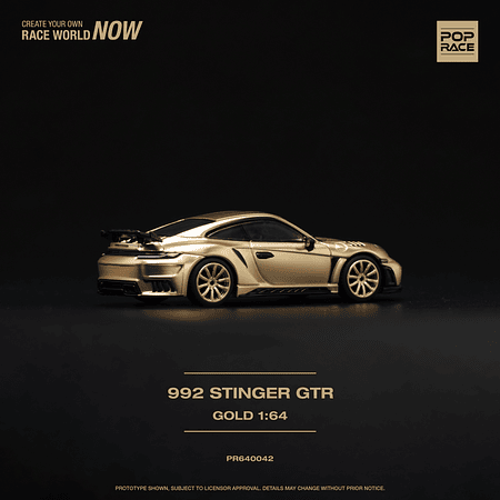 PREVENTA. Pop Race 1:64 Porsche 992 Stinger GTR Gold