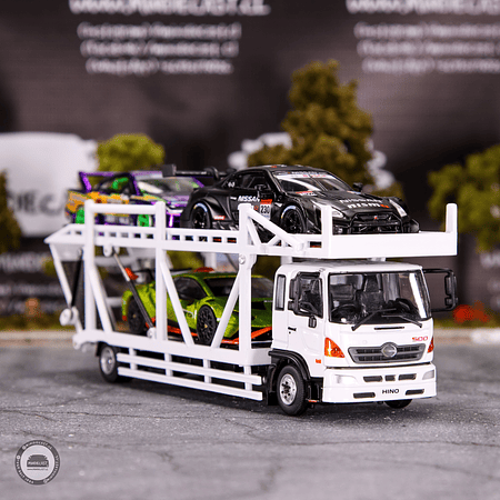Tiny City Die-cast Model Car - HINO500 Vehicle Transporter (White).