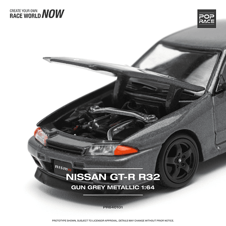 (PREVENTA) Pop Race 1:64 Nissan Skyline GT-R R32 Gun Grey Metallic