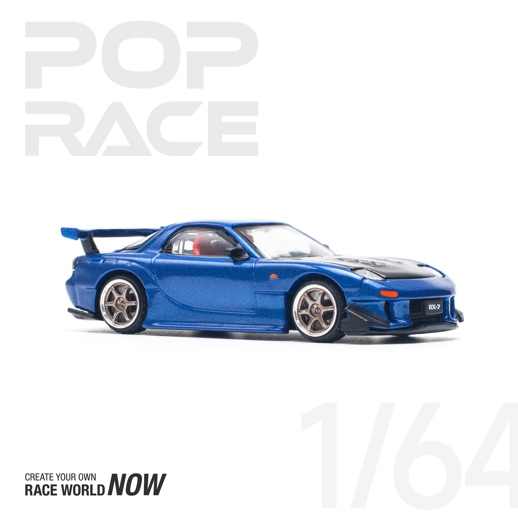PREVENTA Pop Race 1:64 Mazda RX-7 (FD3S) RE-AMEMIYA WIDEBODY Metallic Blue