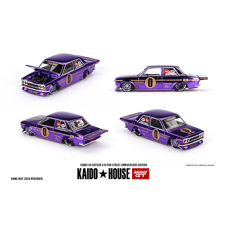 (PREVENTA) Kaido House x Mini GT 1:64 Datsun 510 Pro Street Anniversary Edition – Purple