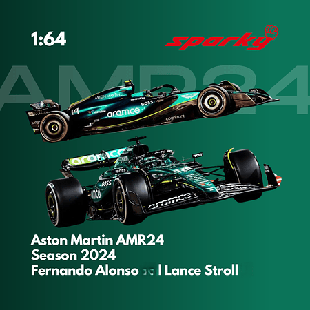 PREVENTA Sparky 1:64 Aston Martin AMR24 #14 - Fernando Alonso - 2024 F1 Season Model