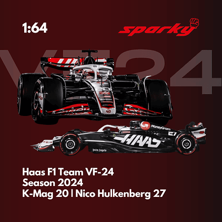 PREVENTA Sparky 1:64 Haas F1 VF-24 #27 - Nico Hulkenberg- 2024 F1 Season Model