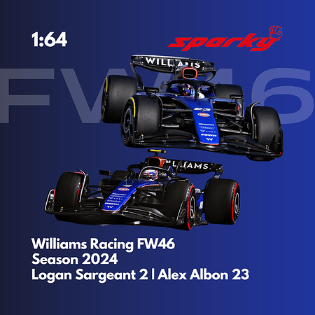 PREVENTA Sparky 1:64 Williams Racing FW46 #23 - Alex Albon - 2024 F1 Season Model