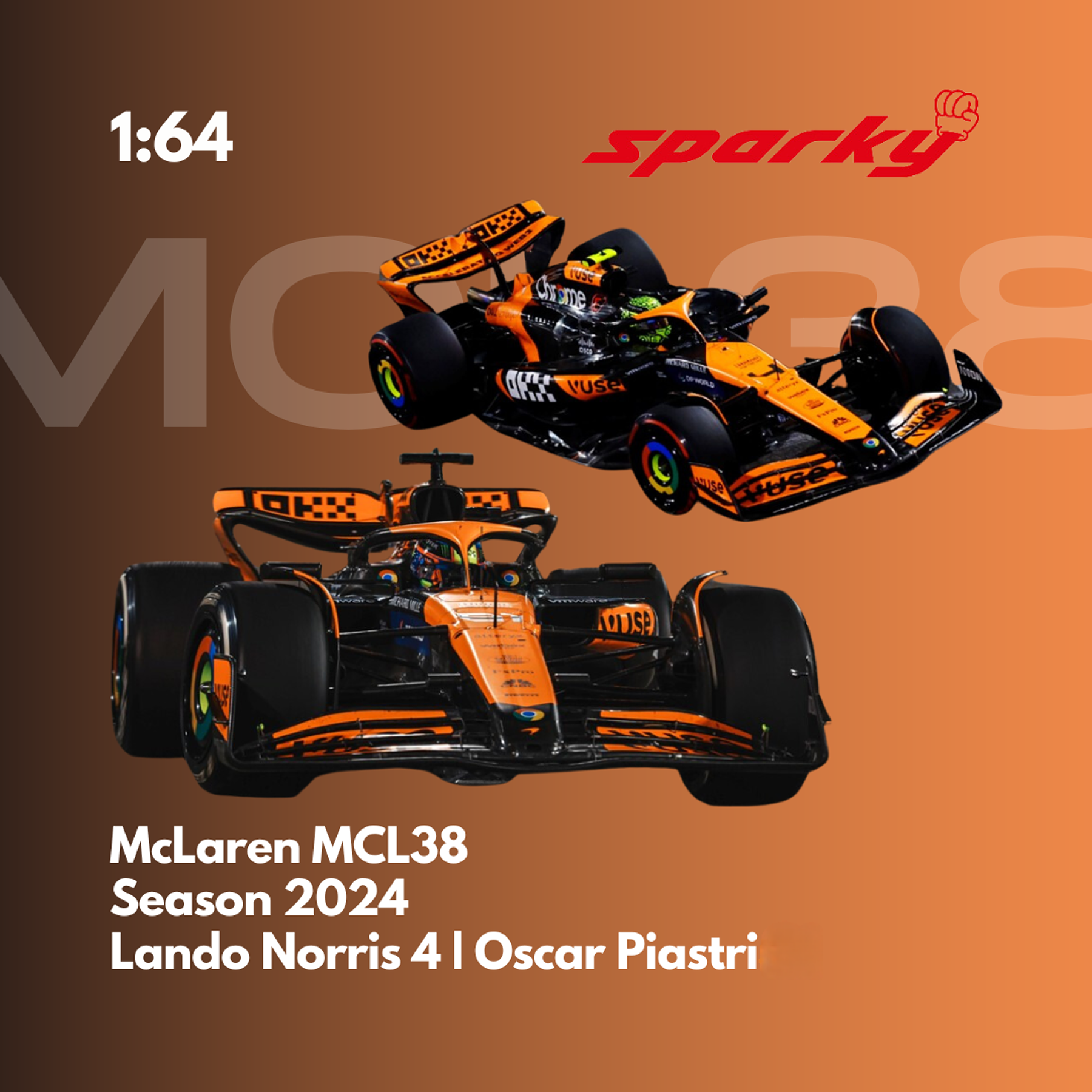 PREVENTA Sparky 1:64 McLaren MCL38 #4 - Lando Norris  - 2024 F1 Season