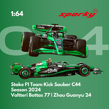 PREVENTA Sparky 1:64 Kick Sauber C44 #77 - Valtteri Bottas - 2024 F1 Season