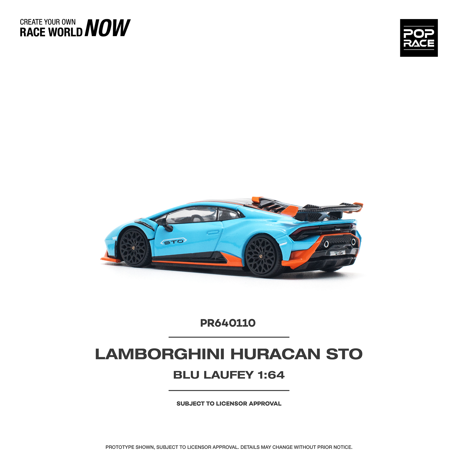 PREVENTA Pop Race 1:64 Lamborghini Huracán STO BLU LAUFEY/ARANCIO XANTO