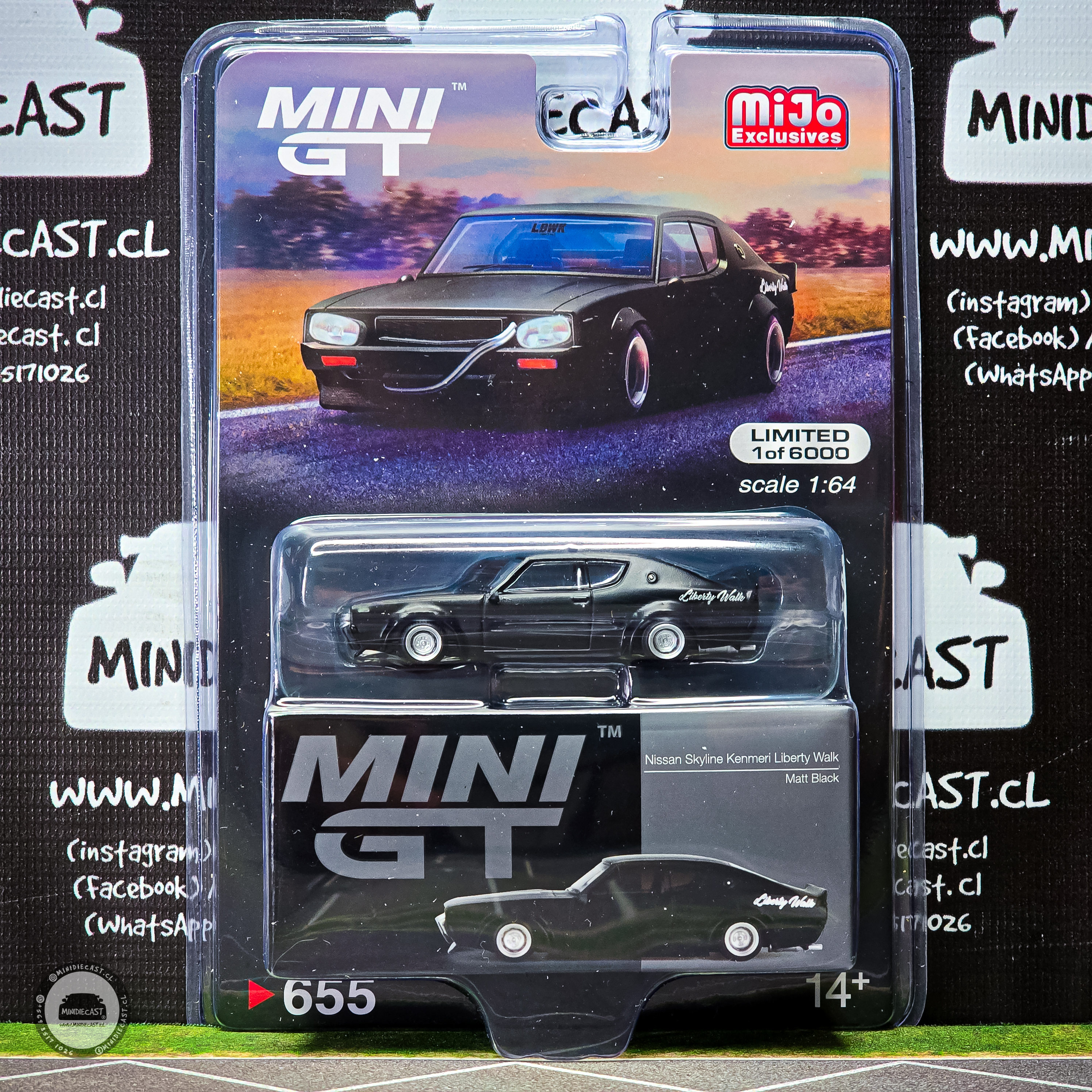 Mini GT 1:64 Nissan Skyline Kenmeri Liberty Walk – Matt Blac