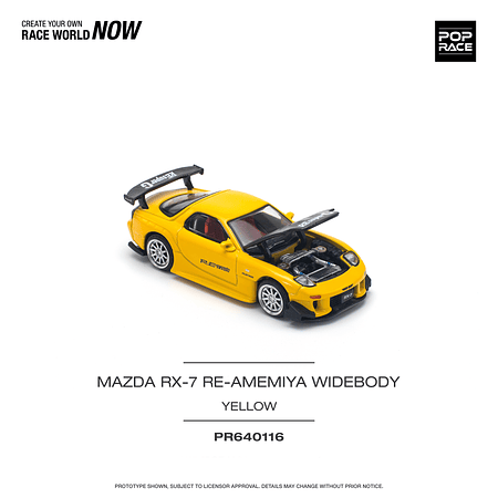 PREVENTA Pop Race 1:64 Mazda RX-7 (FD3S) RE-AMEMIYA Widebody Yellow