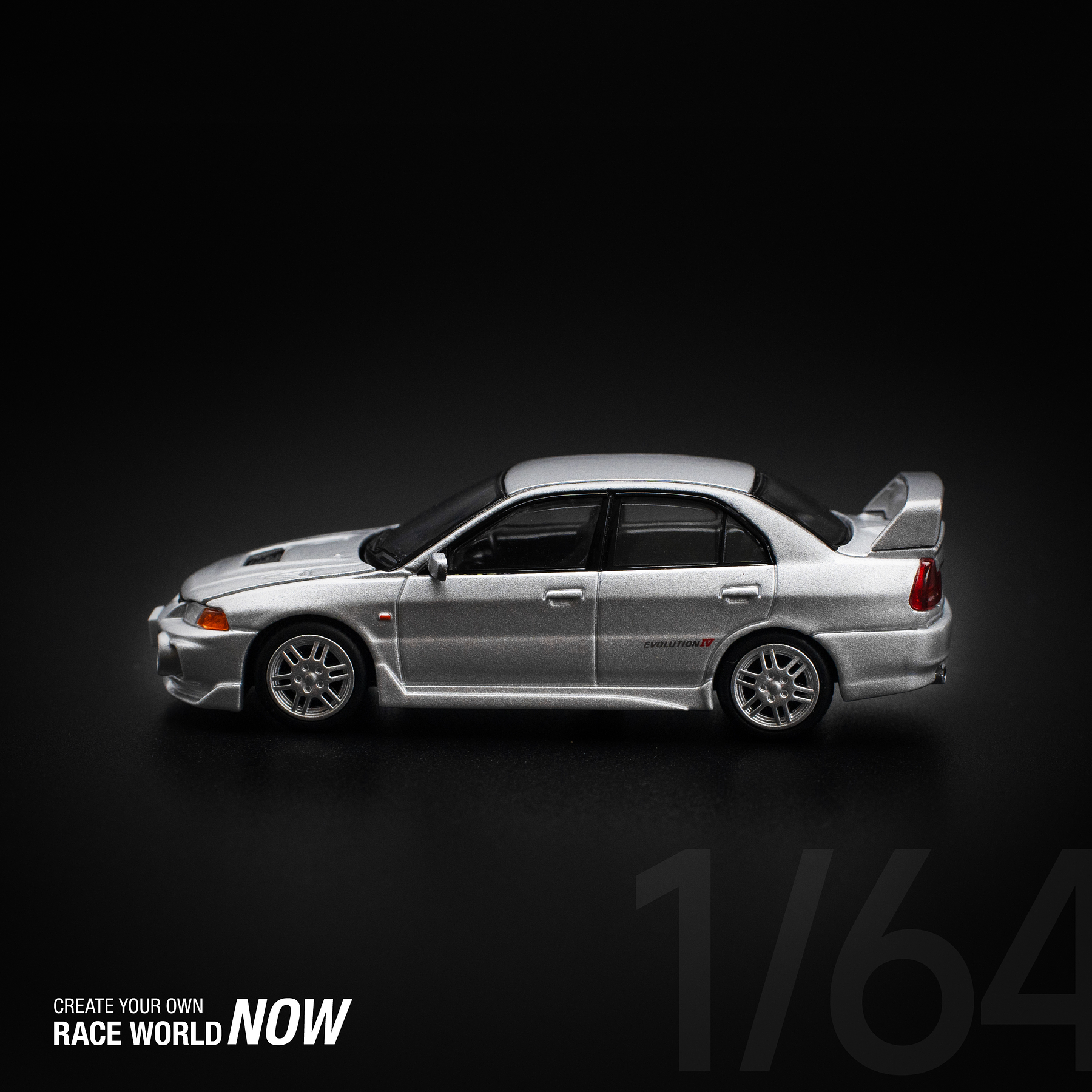 PREVENTA Pop Race 1:64 Mitsubishi Lancer Evolution IV - Steel Silver