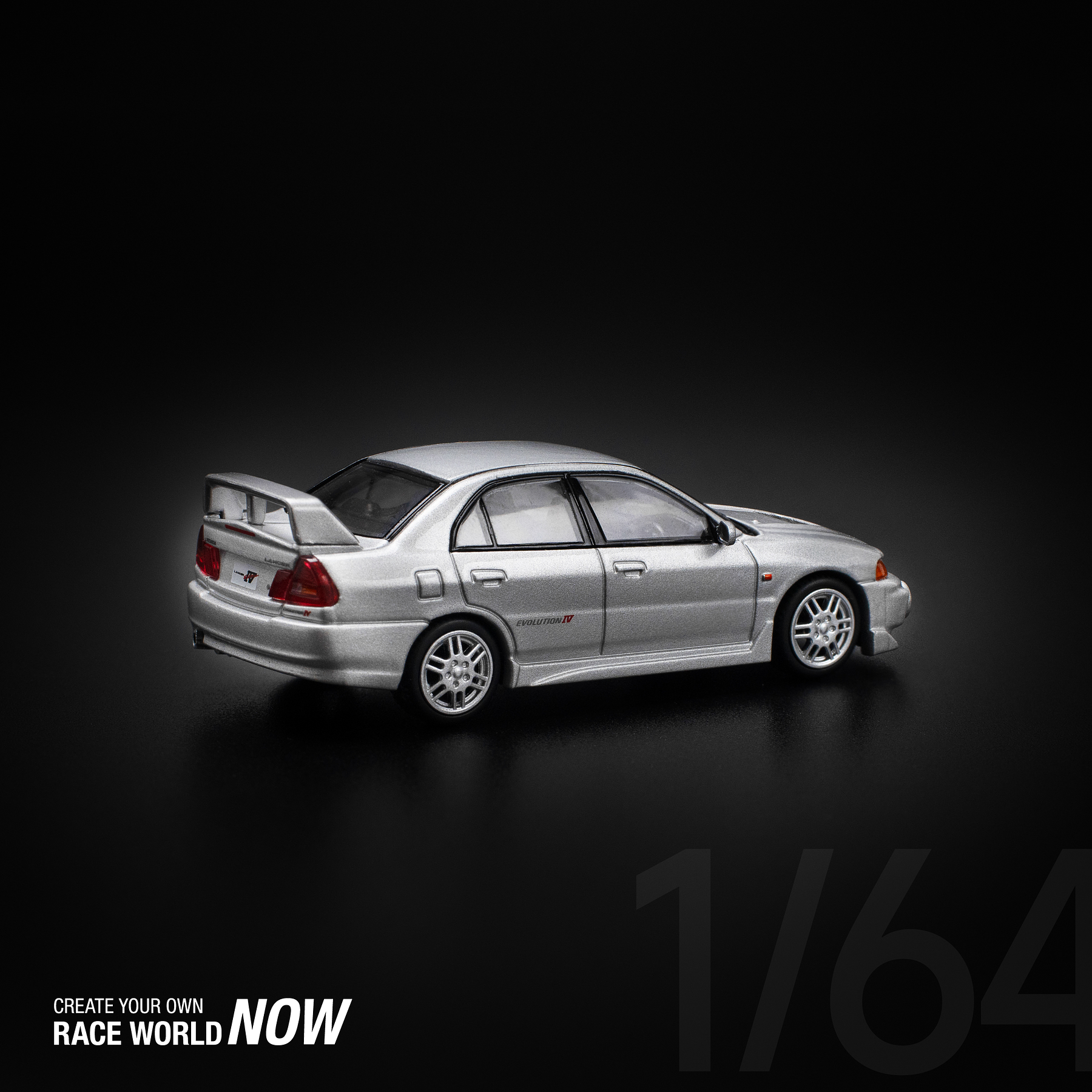 PREVENTA Pop Race 1:64 Mitsubishi Lancer Evolution IV - Steel Silver