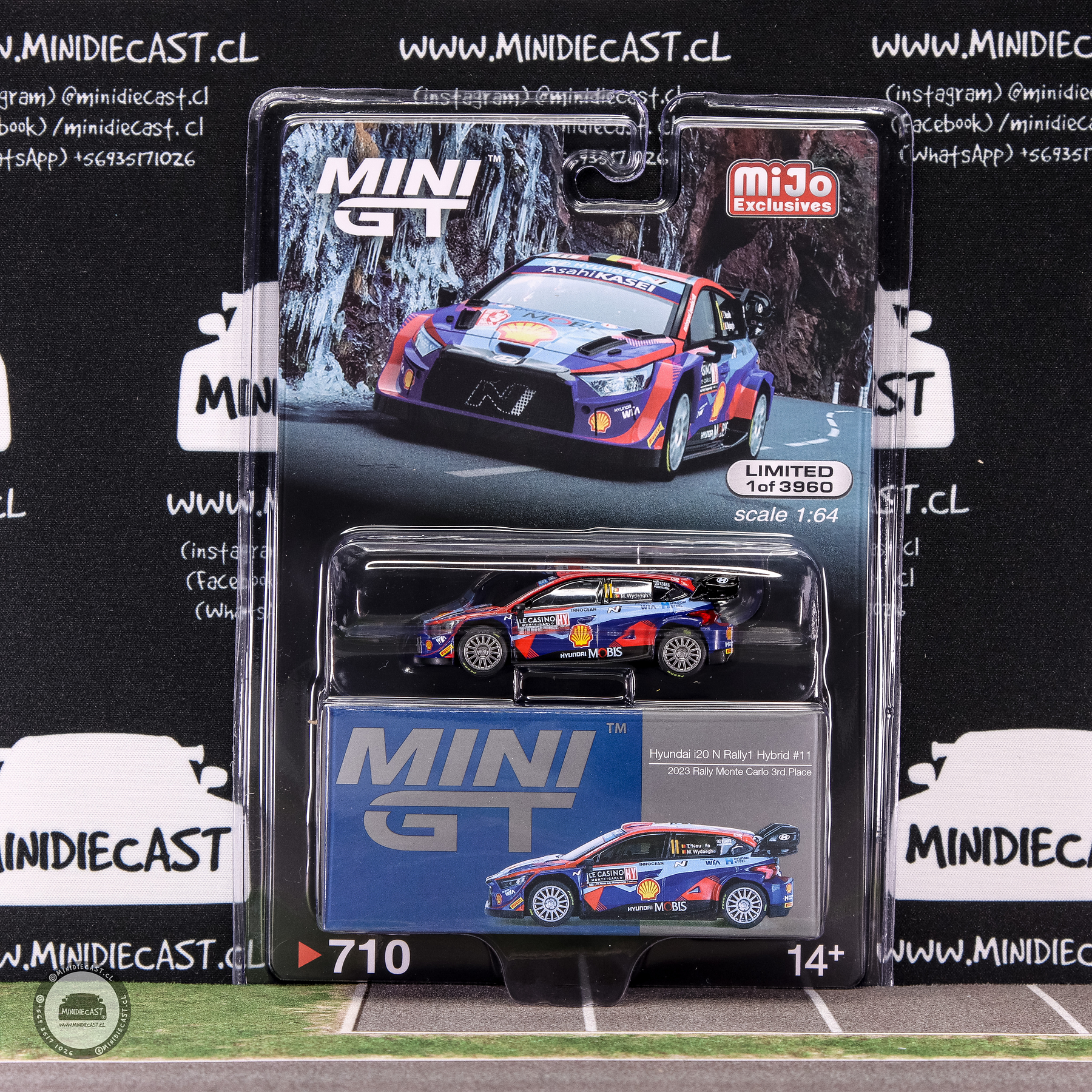 Mini GT 1:64 Hyundai i20 N Rally1 2023 Rally MonteCarlo 3rd Place #11- MiJo Exclusive.