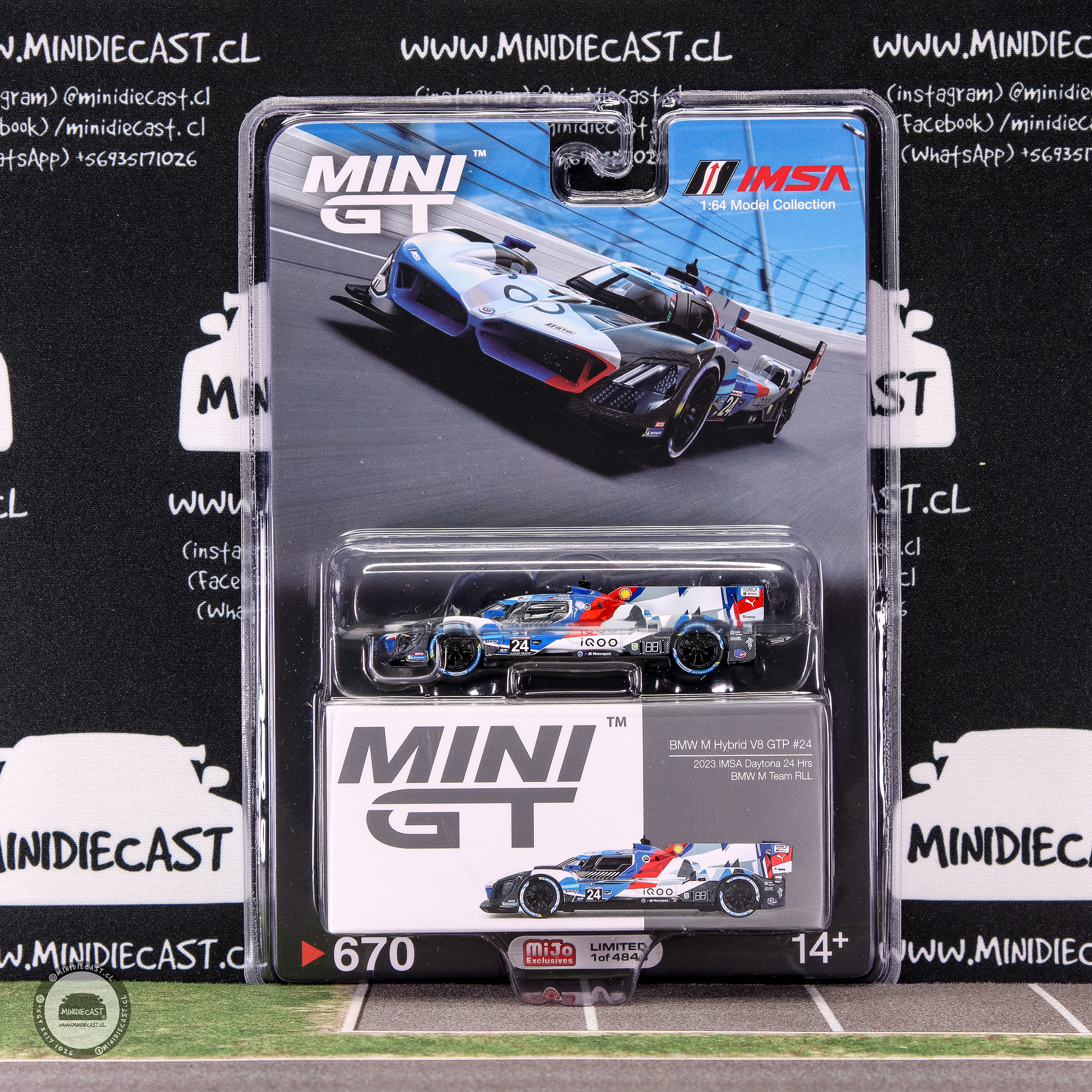 Mini GT 1:64 BMW M Hybrid V8 GTP #24 BMW M Team RLL 2023 IMSA Daytona 24 Hrs – MiJo Exclusives.