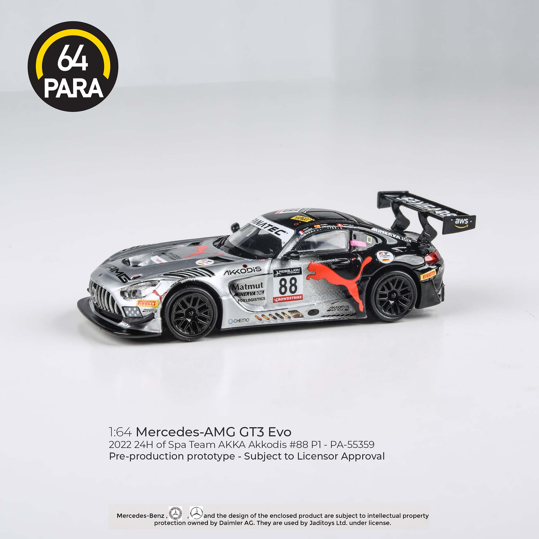 (PREVENTA) Para64 1:64 Mercedes-AMG GT3 Evo 2022 24H Spa Akkodis P1