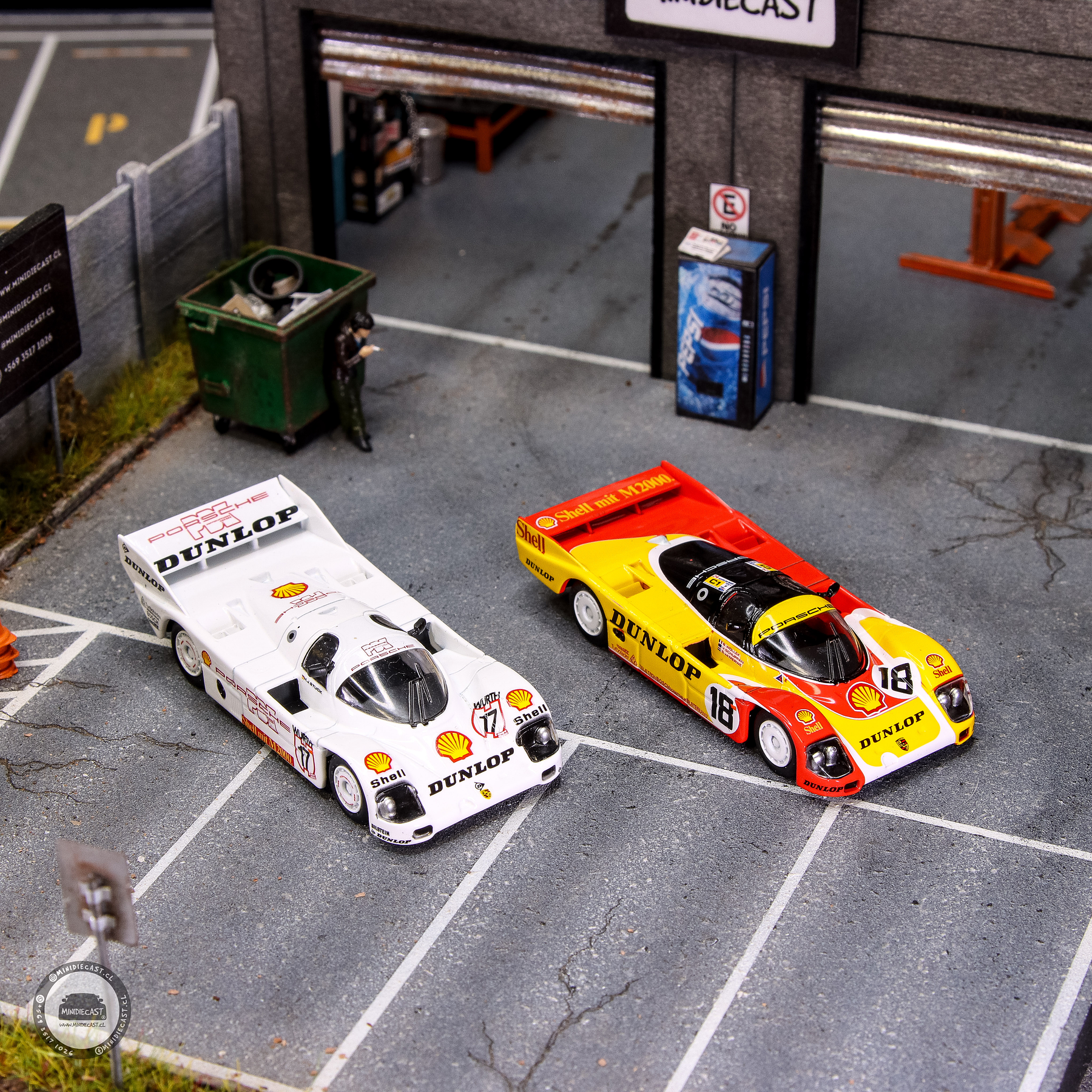 Sparky 1:64 Die-cast Porsche 962C Shell COMBO - Le Mans 1988 #18 & DUNLOP Supercup H.J.STUCK 1987 #17.