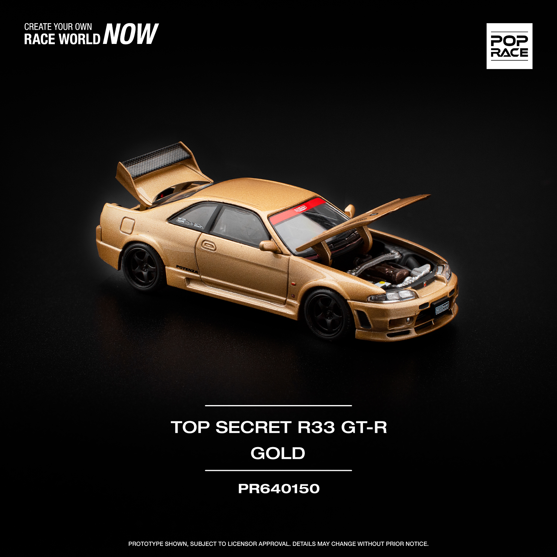 PREVENTA Pop Race 1:64 Top Secret Nissan GT-R R33 - Gold