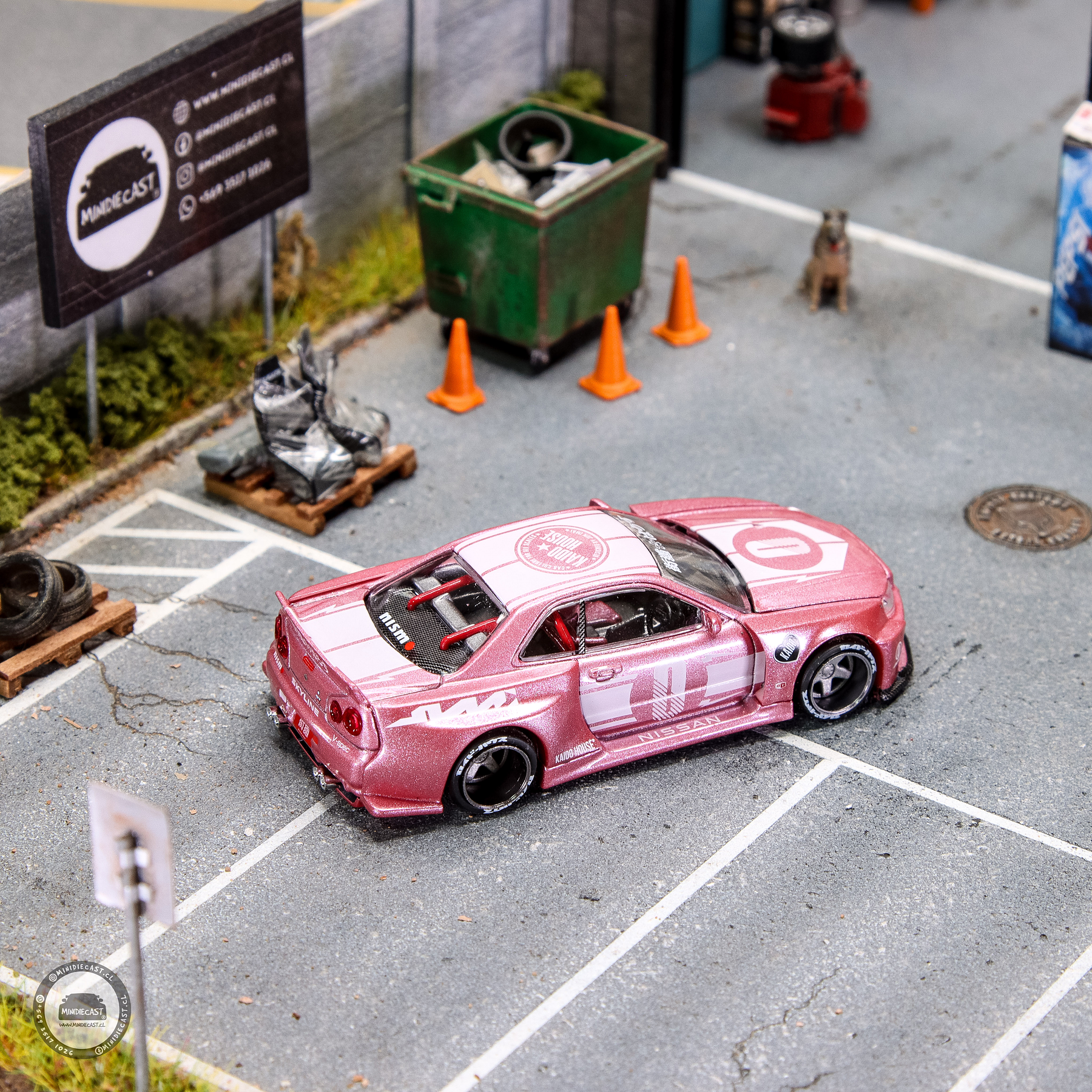 Kaido House x Mini GT 1:64 Nissan Skyline GT-R (R34) Kaido Racing Factory V1 – Pink.