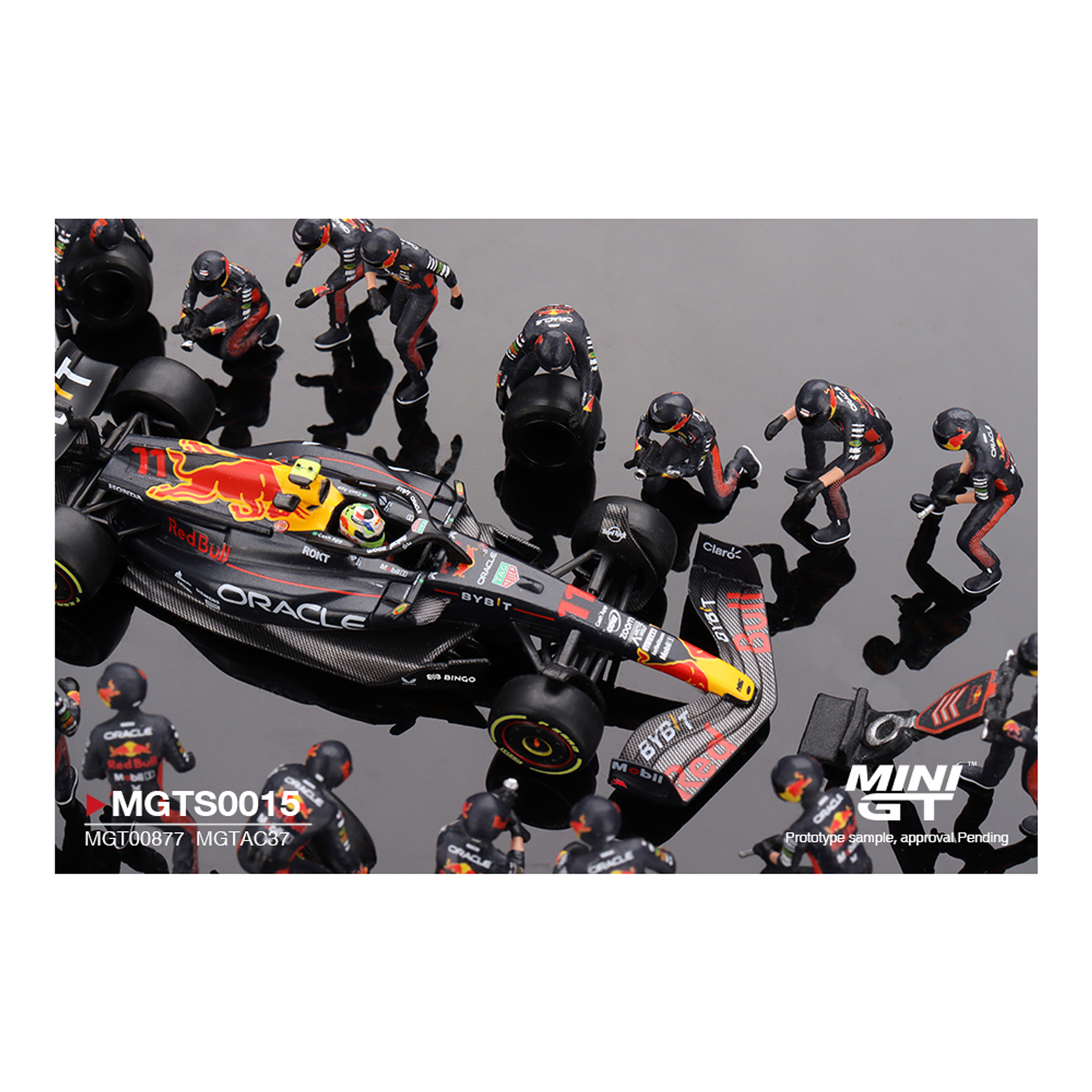 PREVENTA Mini GT 1:64 Oracle Red Bull Racing RB19 #11 Sergio Pérez 2023 F1 Japanese Grand Prix Pit Crew Set Limited Edition 5000 Sets