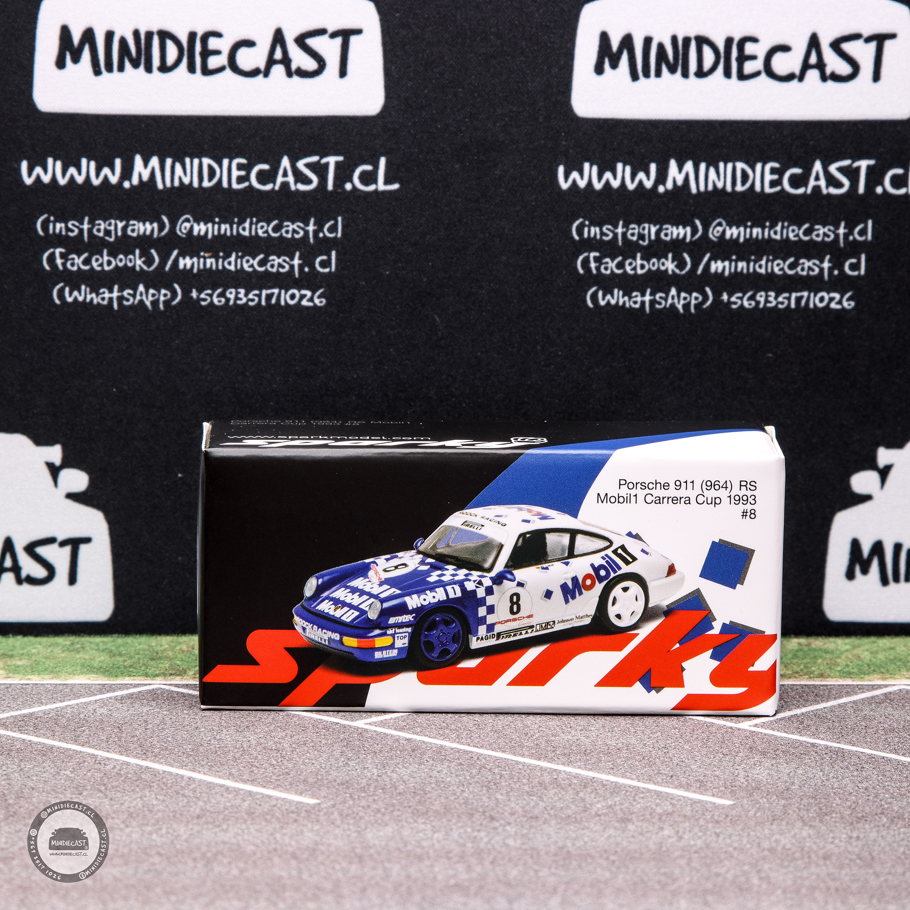 Sparky x Tiny 1/64 Porsche 911 964 Rs Mobil1 Carrera Cup 1993 #8  (Tiny Exclusive).