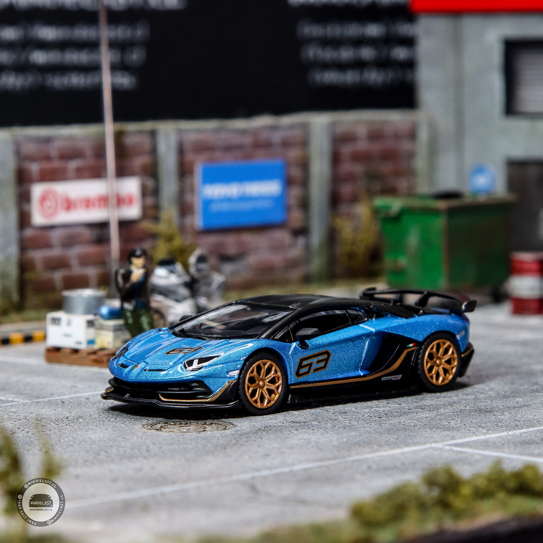 Mini GT 1:64 Lamborghini Aventador SVJ 63 – Blu Aegir – Mijo Exclusives