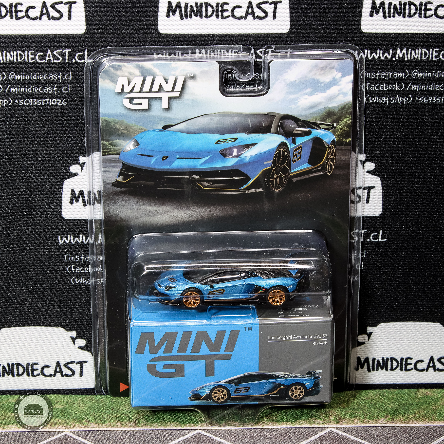 Mini GT 1:64 Lamborghini Aventador SVJ 63 – Blu Aegir – Mijo Exclusives