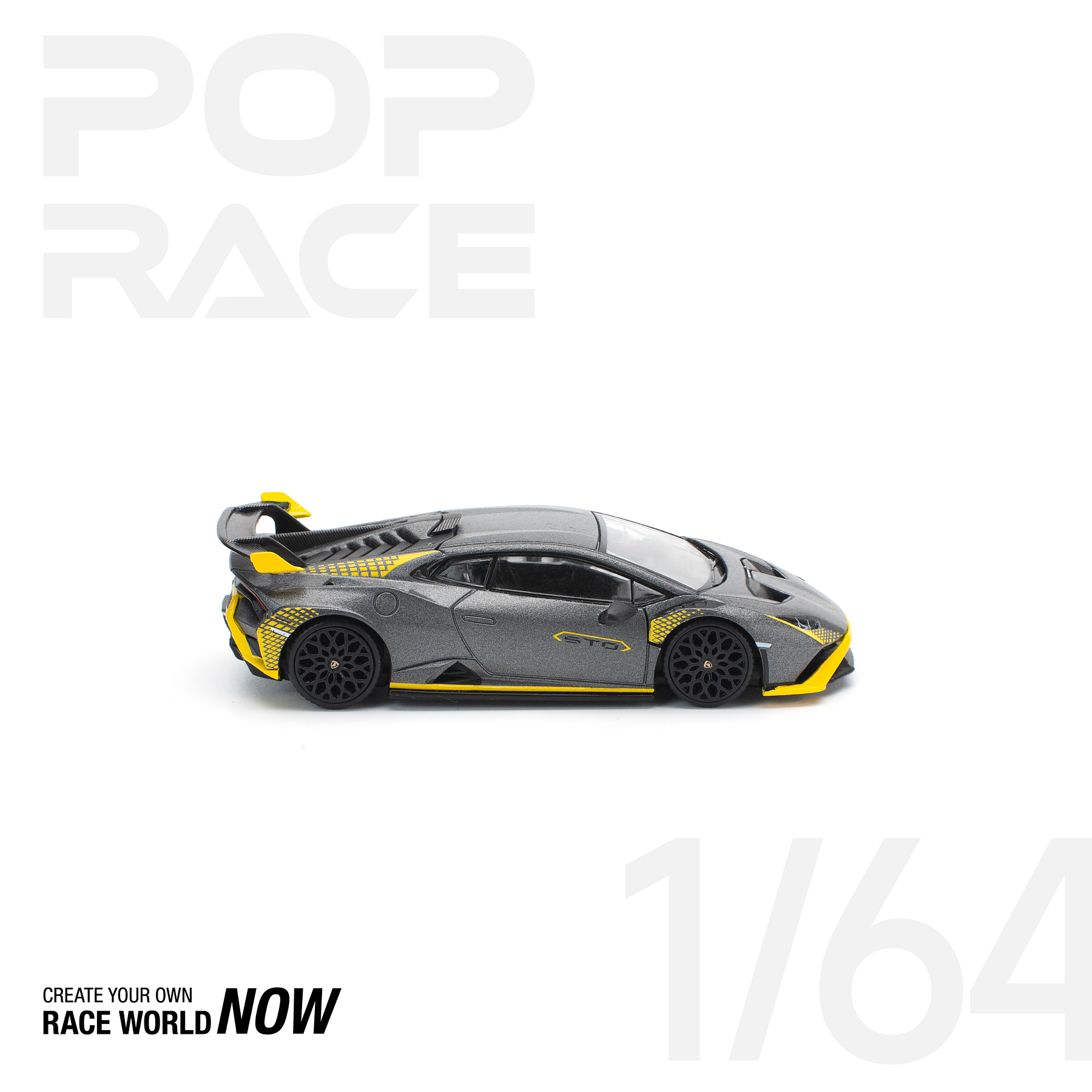 (PREVENTA) Pop Race 1:64 Lamborghini Huracán STO Matte Grey