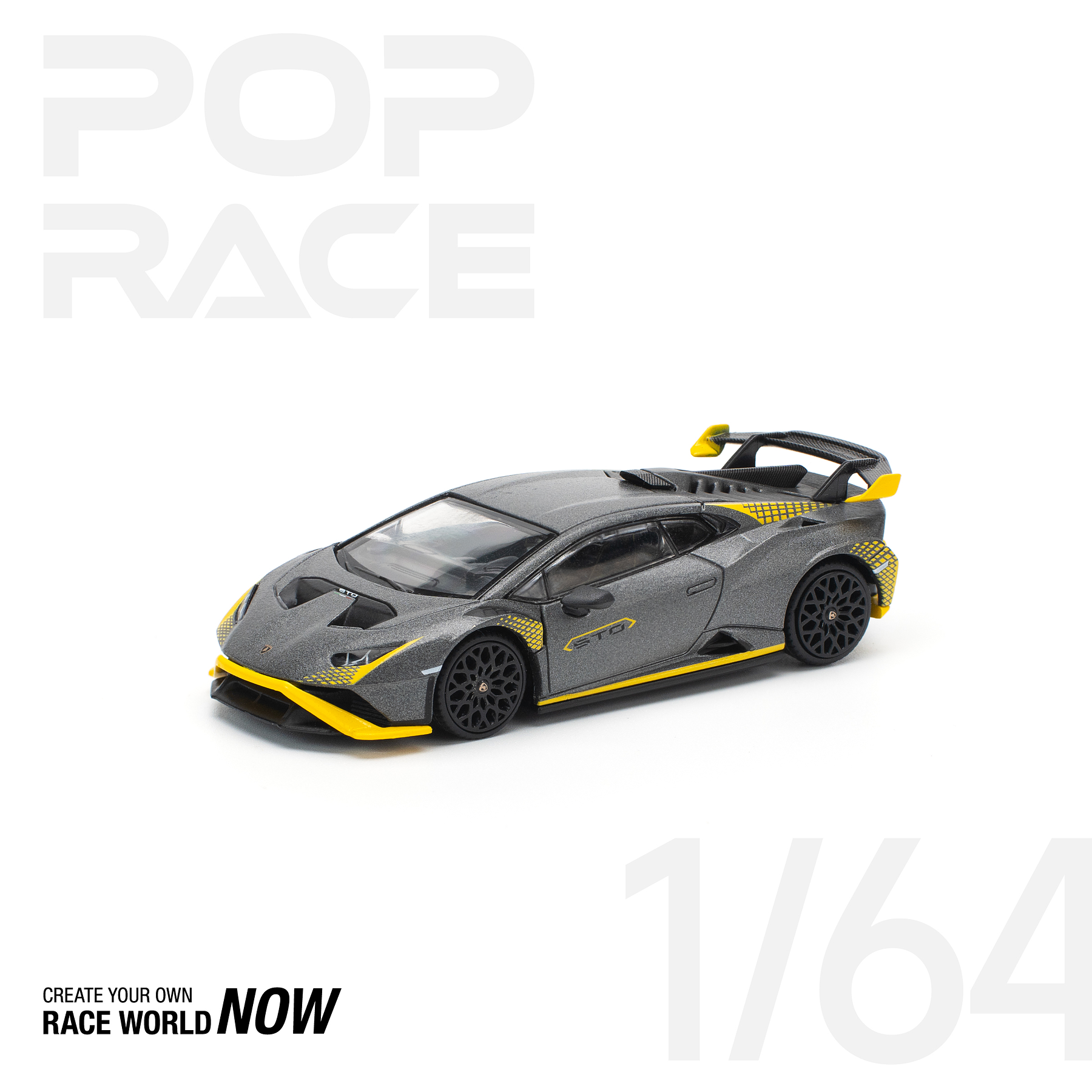 (PREVENTA) Pop Race 1:64 Lamborghini Huracán STO Matte Grey