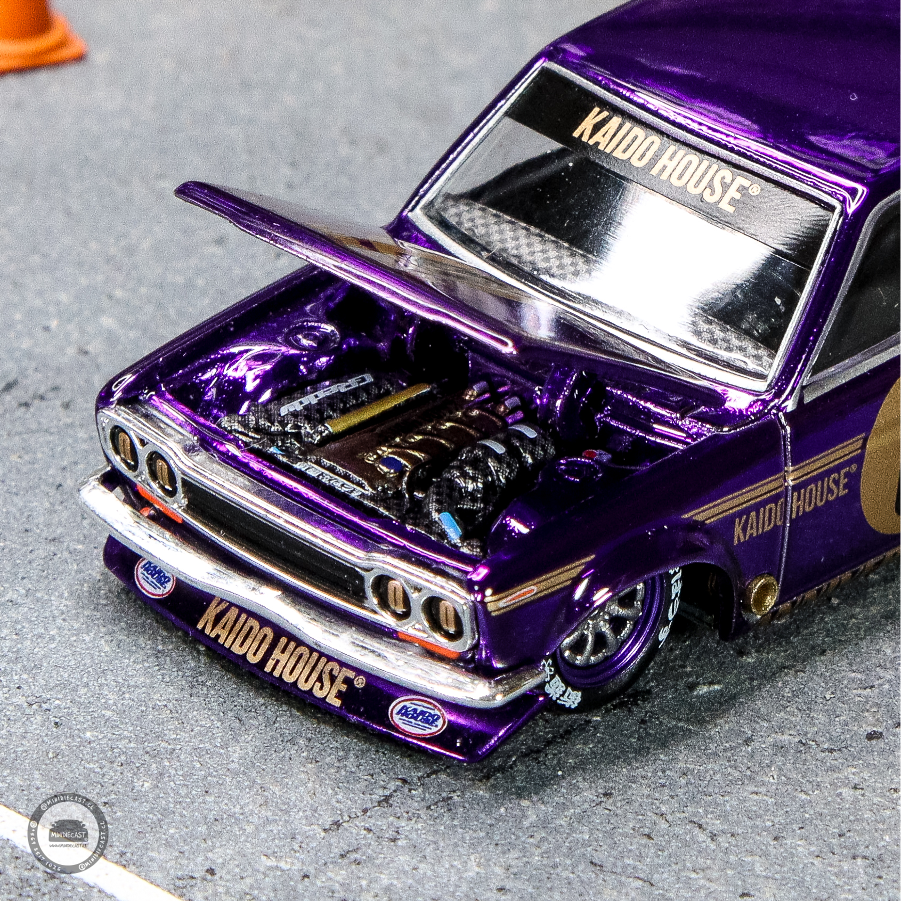 Kaido House x Mini GT 1:64 Datsun 510 Pro Street Anniversary Edition – Purple.