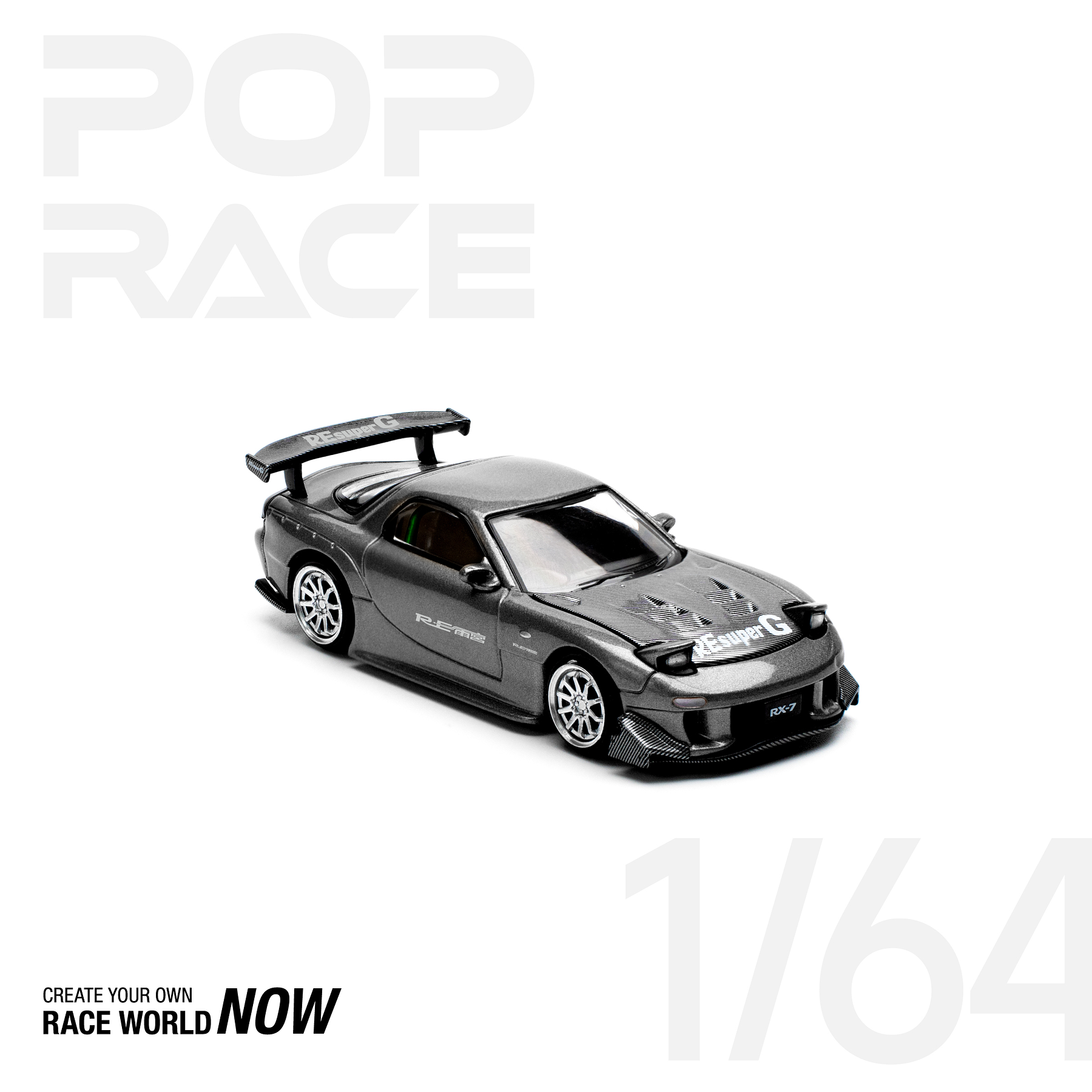 (PREVENTA) Pop Race 1:64 Mazda RX7 RE-AMEMIYA - Gun Metal