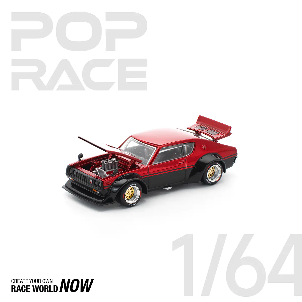 Pop Race 1:64 Nissan KPGC110 KENMERI - Red/Black