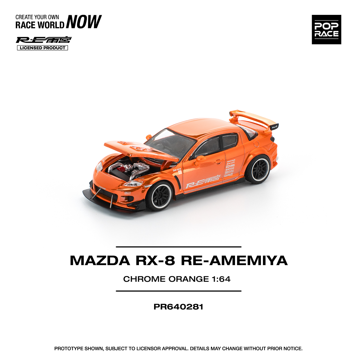 Pop Race 1:64 Mazda RX-8 RE-AMEMIYA Chrome Orange