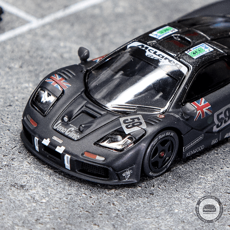 Mini GT 1:64 McLaren F1 GTR #59 1995 Le Mans 24Hr Winner – Post-Race Weathered Matte Black.