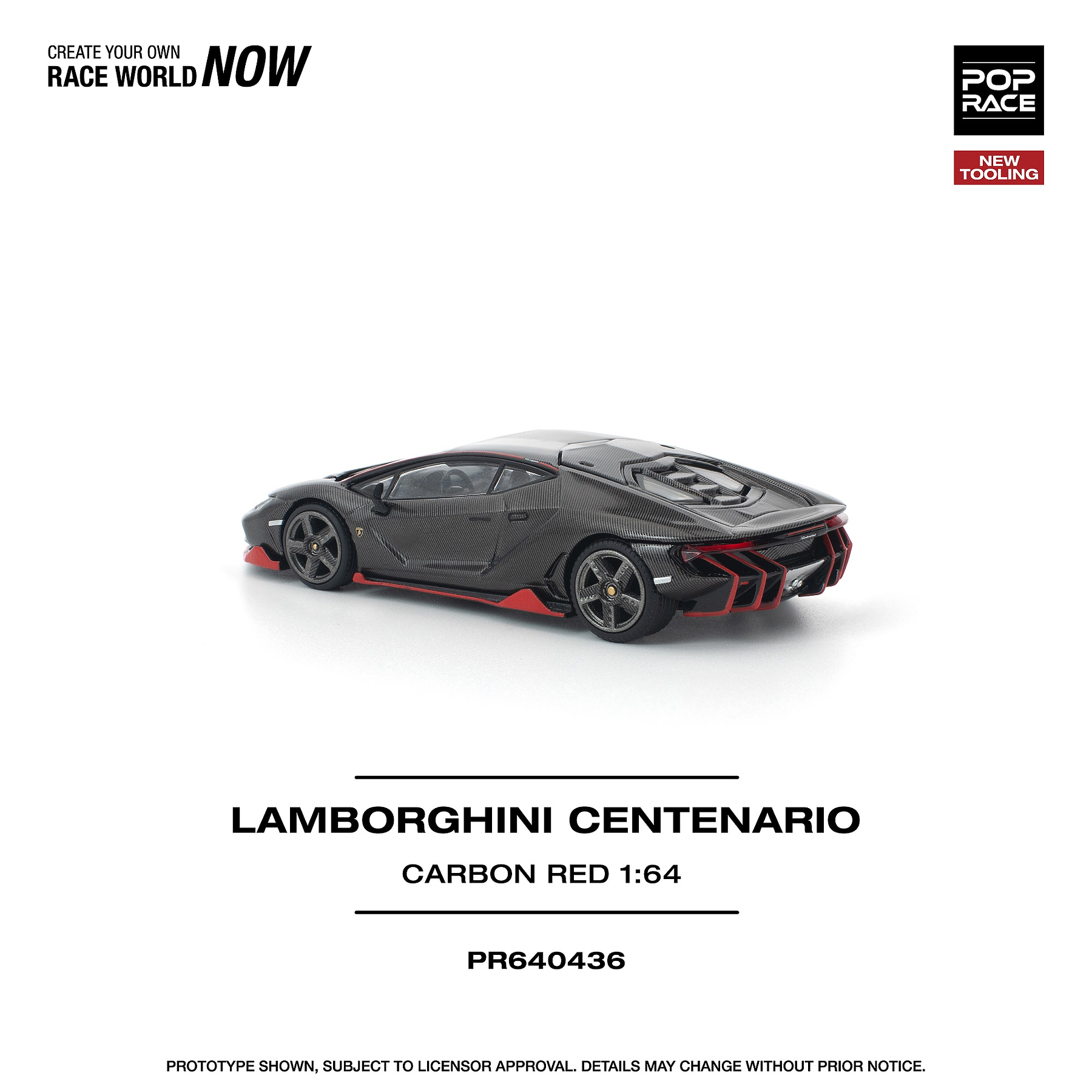 (PREVENTA) Pop Race 1:64 Lamborghini Centenario Carbon / Red