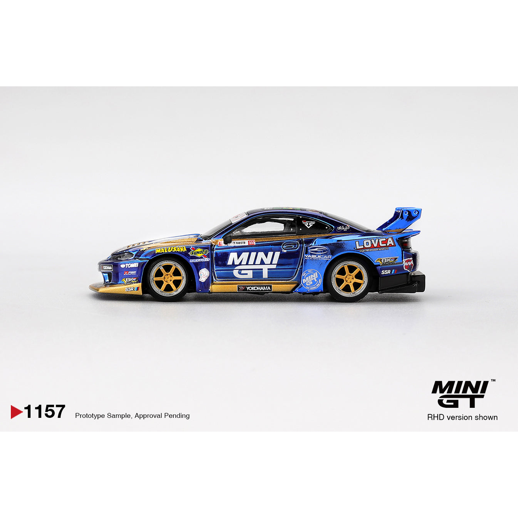 (PREVENTA) Mini GT 1:64 Nissan LB-Super Silhouette S15 SILVIA #555 Team MINI GT Liberty Walk 2025 Formula Drift – Chrome Blue